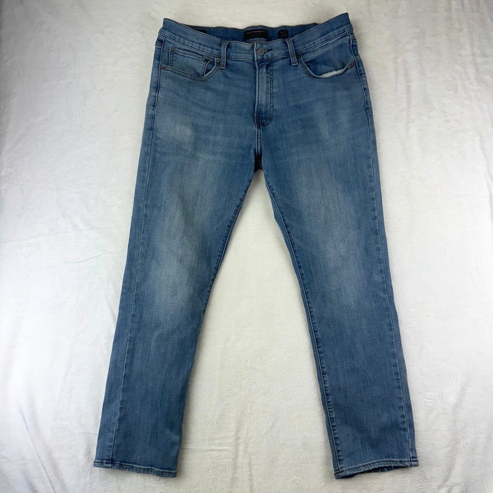 Lucky Brand Jeans Mens 410 Athletic Straight 33x30 Blue Denim Pants Stained